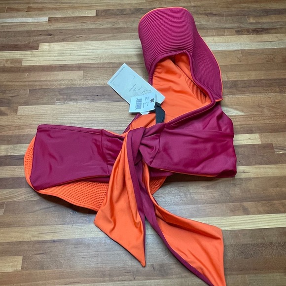 Johanna Ortiz Ayacucho Ruffle Reversible One Shoulder Bikini Top burgundy Small - Picture 3 of 10